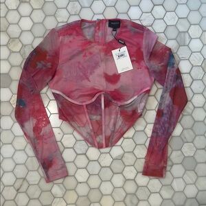 Bardot Lena Mesh Long Sleeve Corset Top